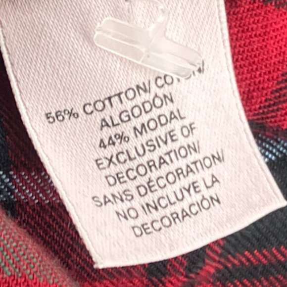 Victoria's Secret Medium M Red Green Plaid VS Logo Button Up‎ Night Sleep Shirt - Picture 4 of 4